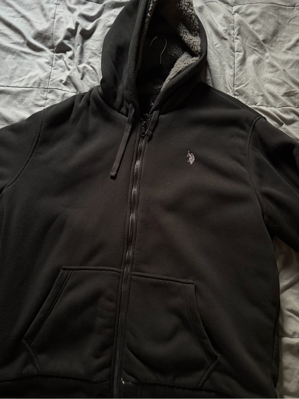 U.S. Polo Assn. Black Full-Zip Hooded Sweater